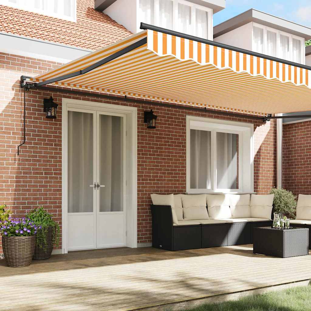 vidaXL Tenda Retrattile Arancione e bianco 500x300 cm Tessuto