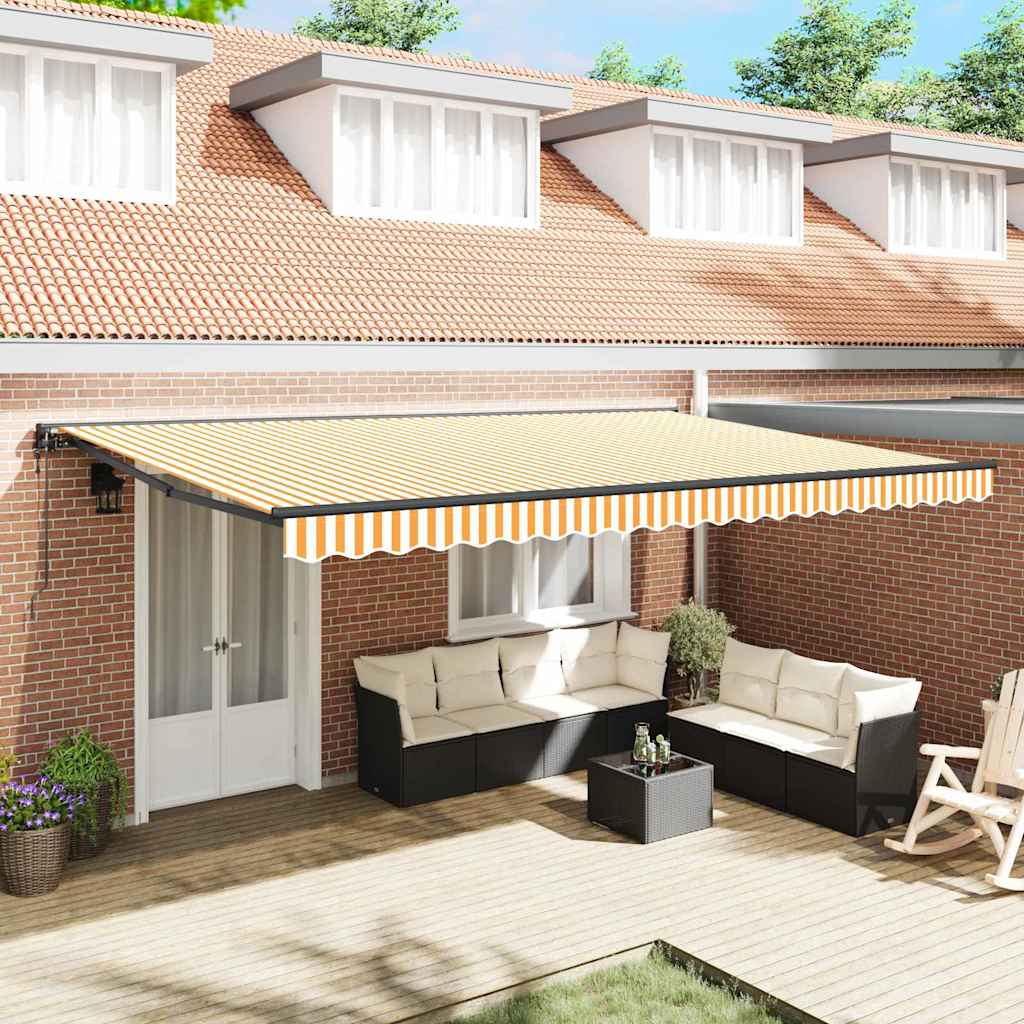 vidaXL Tenda Retrattile Arancione e bianco 500x300 cm Tessuto