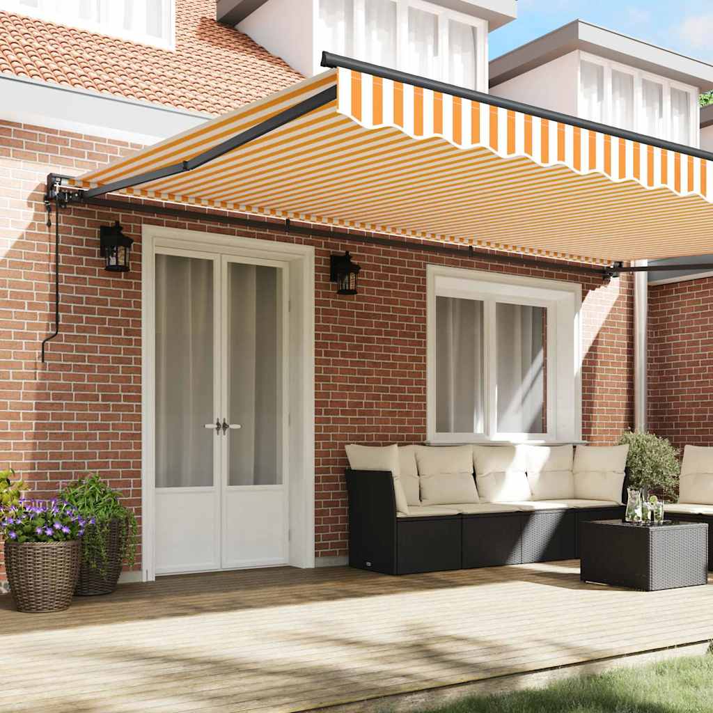 vidaXL Tenda Retrattile Arancione e bianco 500x300 cm Tessuto