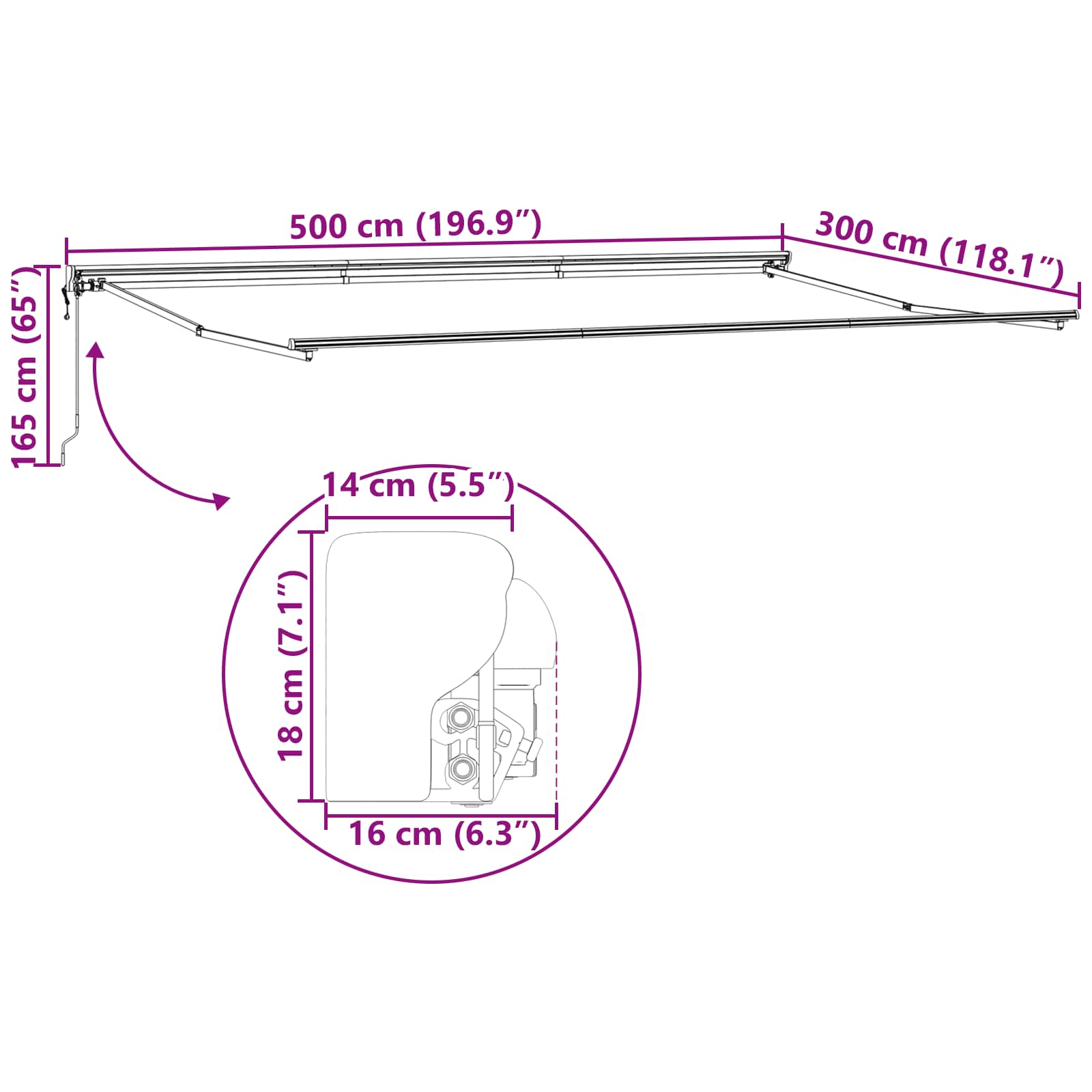 Tenda Retrattile Arancione e Marrone 500x300 cm Tessuto 3331236