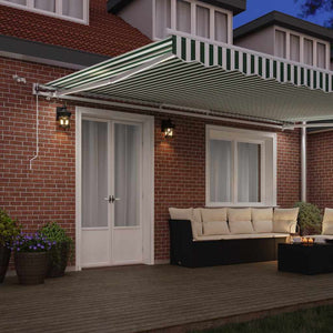 Tenda Retrattile Verde e Bianco 500 × 350 cm Tessuto e Metallo 3331584