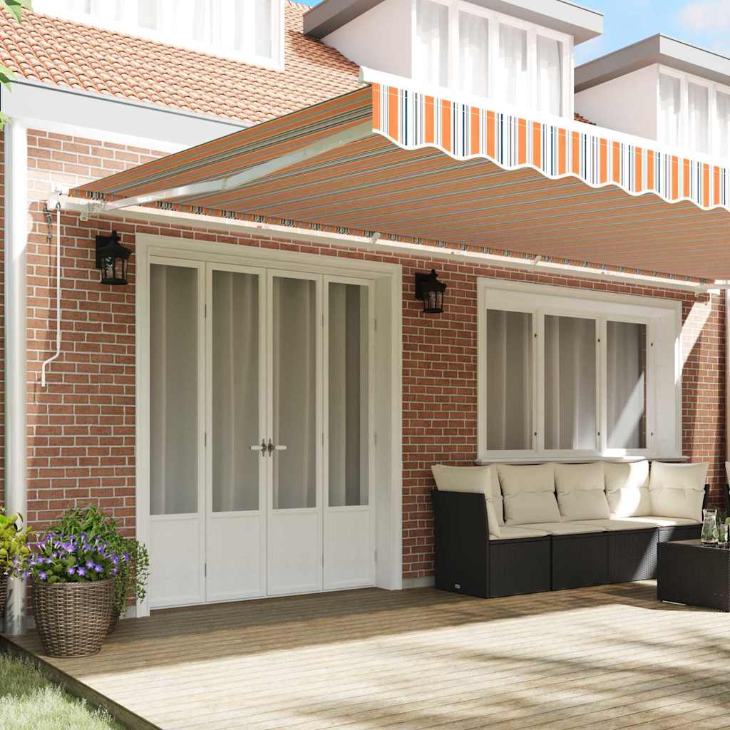 Tenda Retrattile Strisce Arancio / Grigio / Blù 600 × 300 cm 3331615