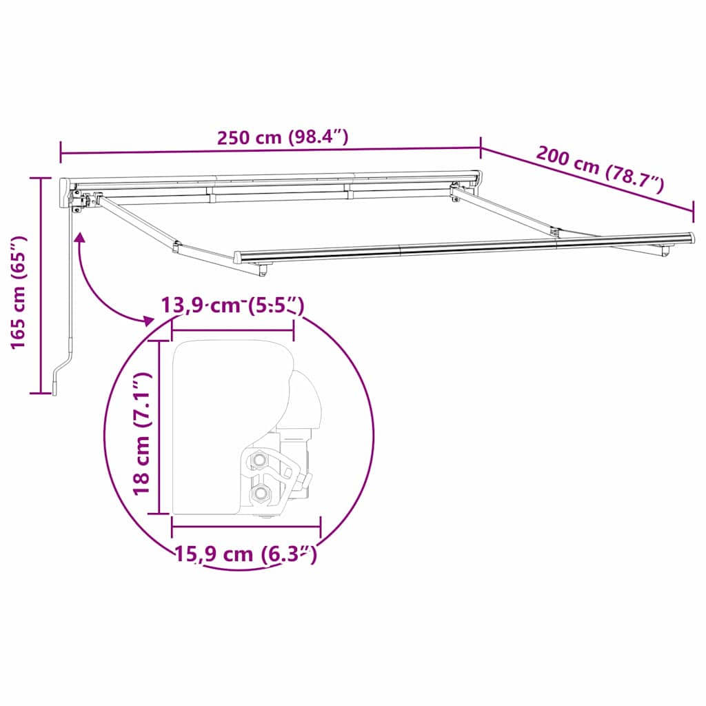 Tenda Manuale Bianco 2.5 x 2 m Struttura in alluminio 42002522