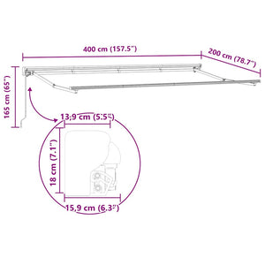 Tenda Manuale Bianco 4 x 2 m Alluminio, Tessuto 42002525