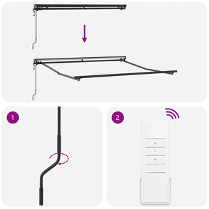 Tenda Elettrica Antracite 3,5 x 2,5 m Poliestere & Alluminio 42002536