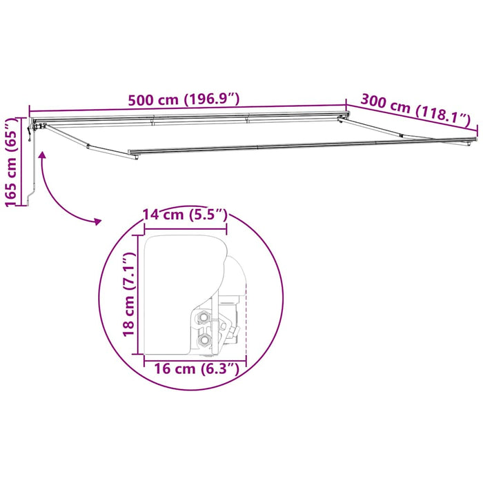 Tenda Elettrica Antracite 5 x 3 m Alluminio & Poliestere 42002539