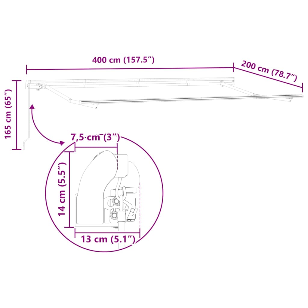 Struttura per Tenda da Sole  Retrattile Manuale 4 x 2 m in Metallo 42002543