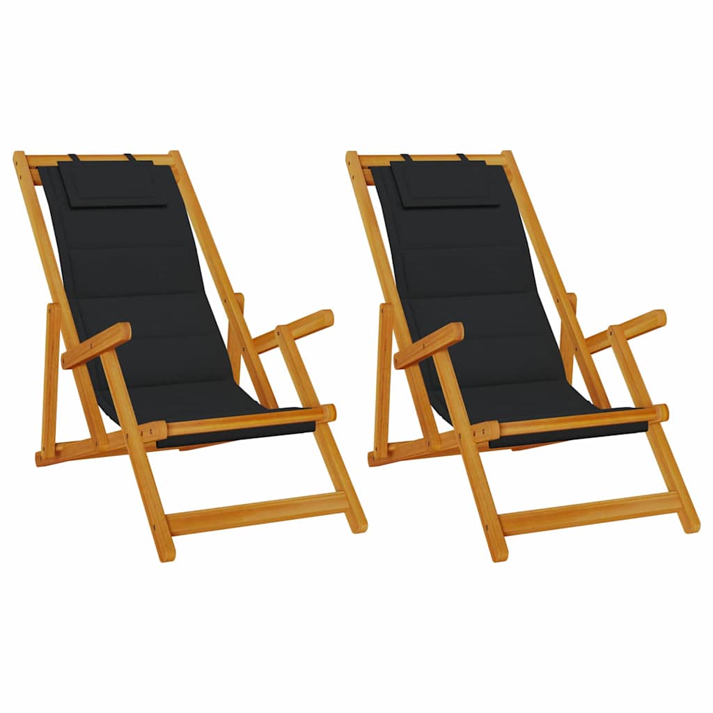 Sedia da spiaggia 2 pcs Marrone x Legno massello di acacia 3325140