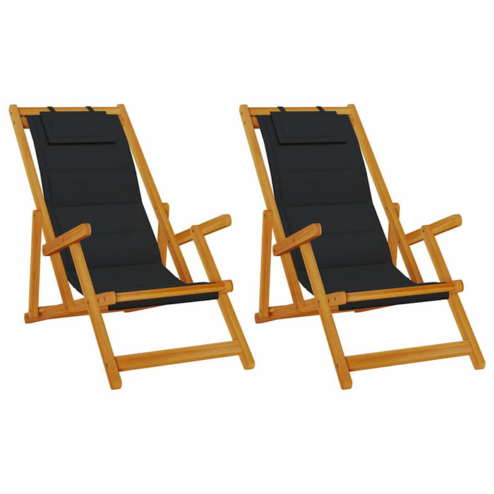 Sedia da spiaggia 2 pcs Marrone x Legno massello di acacia 3325140