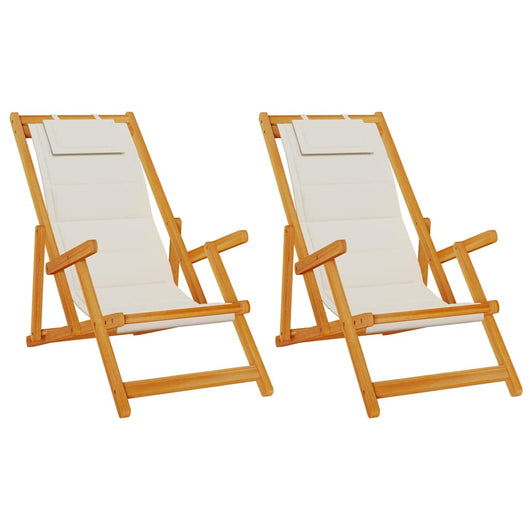 Sedia da spiaggia 2 pcs Marrone x Legno massello di acacia 3325142