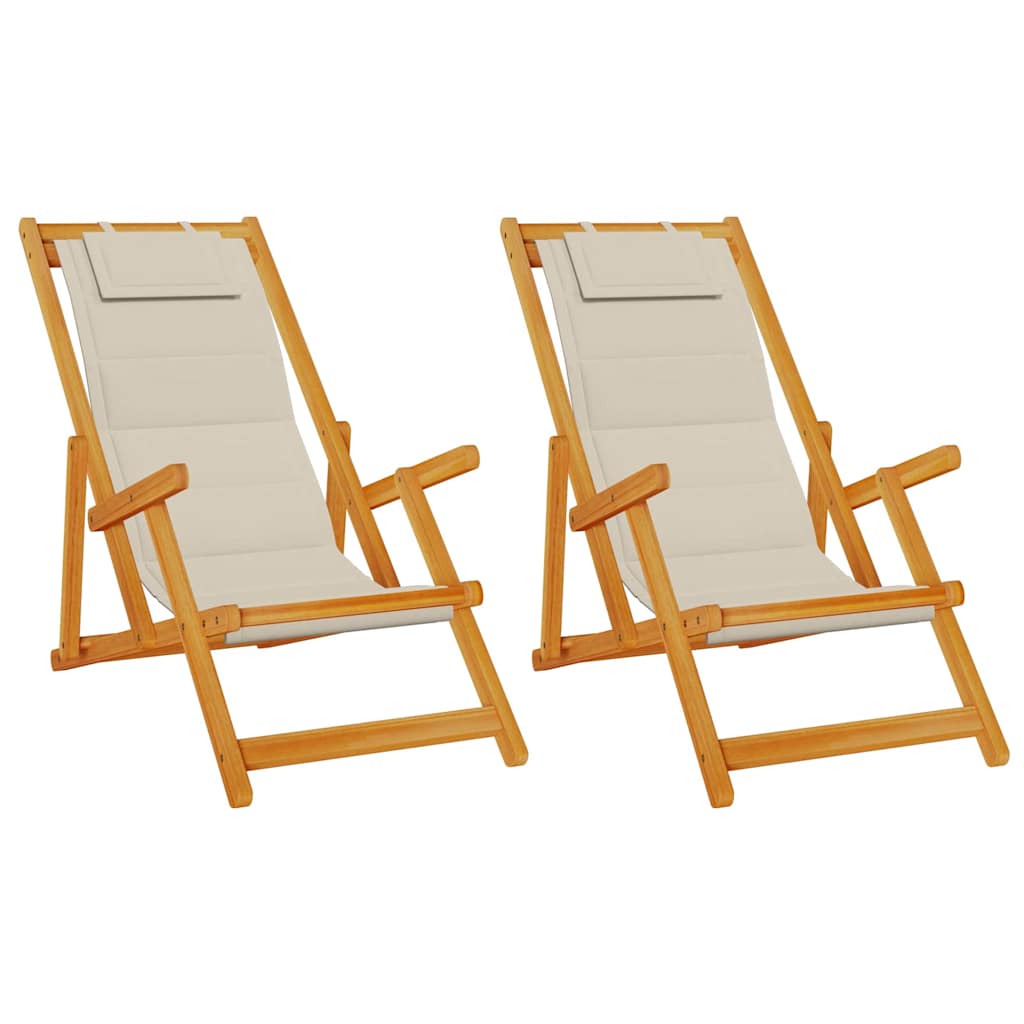 Sedia da spiaggia 2 pcs Marrone x Legno massello di acacia 3325144