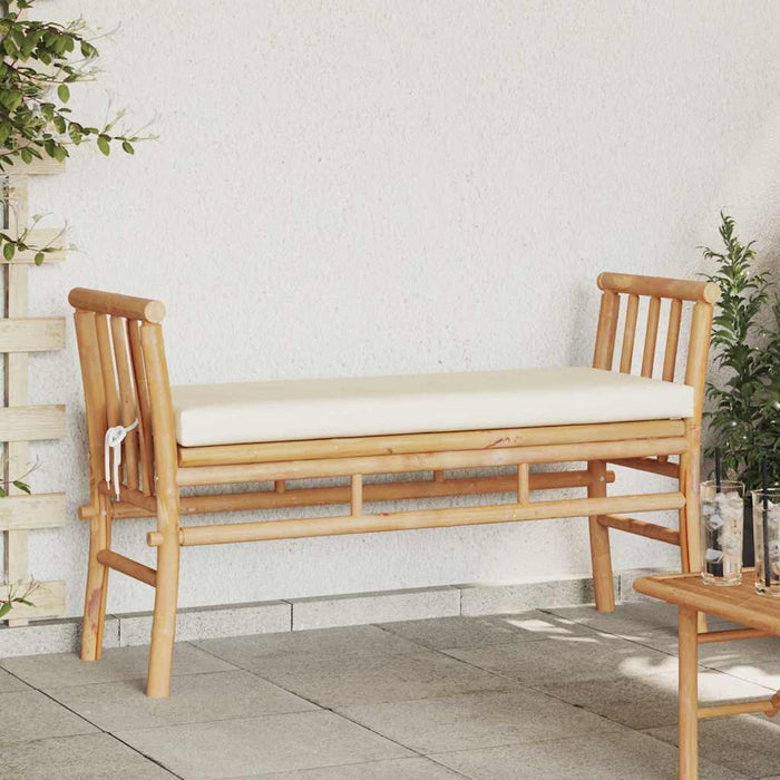 Panchina da giardino con cuscino Marrone 110 x 38 x 65cm Bambù 4108077