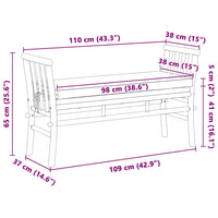 Panchina da giardino con cuscino Marrone 110 x 38 x 65cm Bambù 4108077