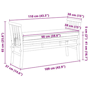 Panchina da giardino con cuscino Marrone 110 x 38 x 65cm Bambù 4108077