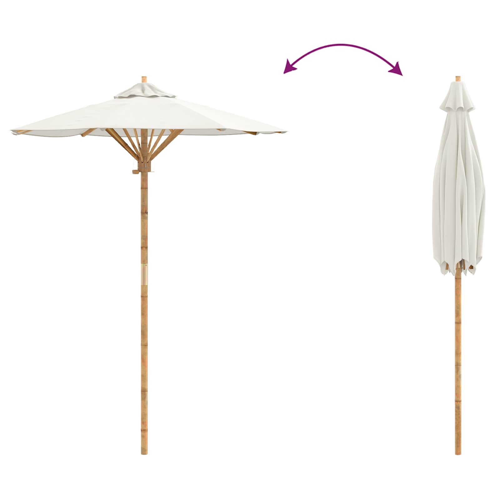 Ombrello da giardino Bianco Crema Ø 270 x 260 cm Bambù 4108079