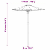 Ombrello da giardino Bianco crema 180 x 180 x 230 cm Bambù 4108080