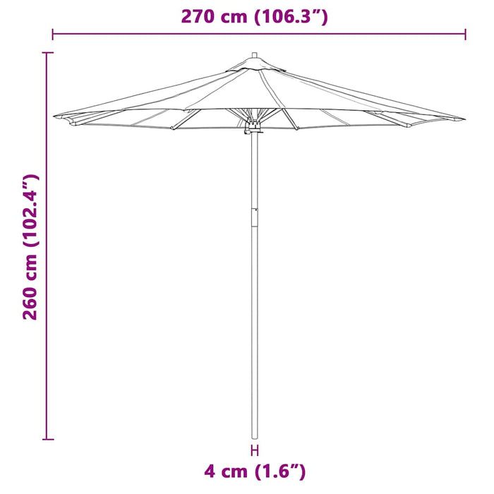 Ombrello da giardino Grigio scuro 270 x 270 x 260 cm Bambù 4108088