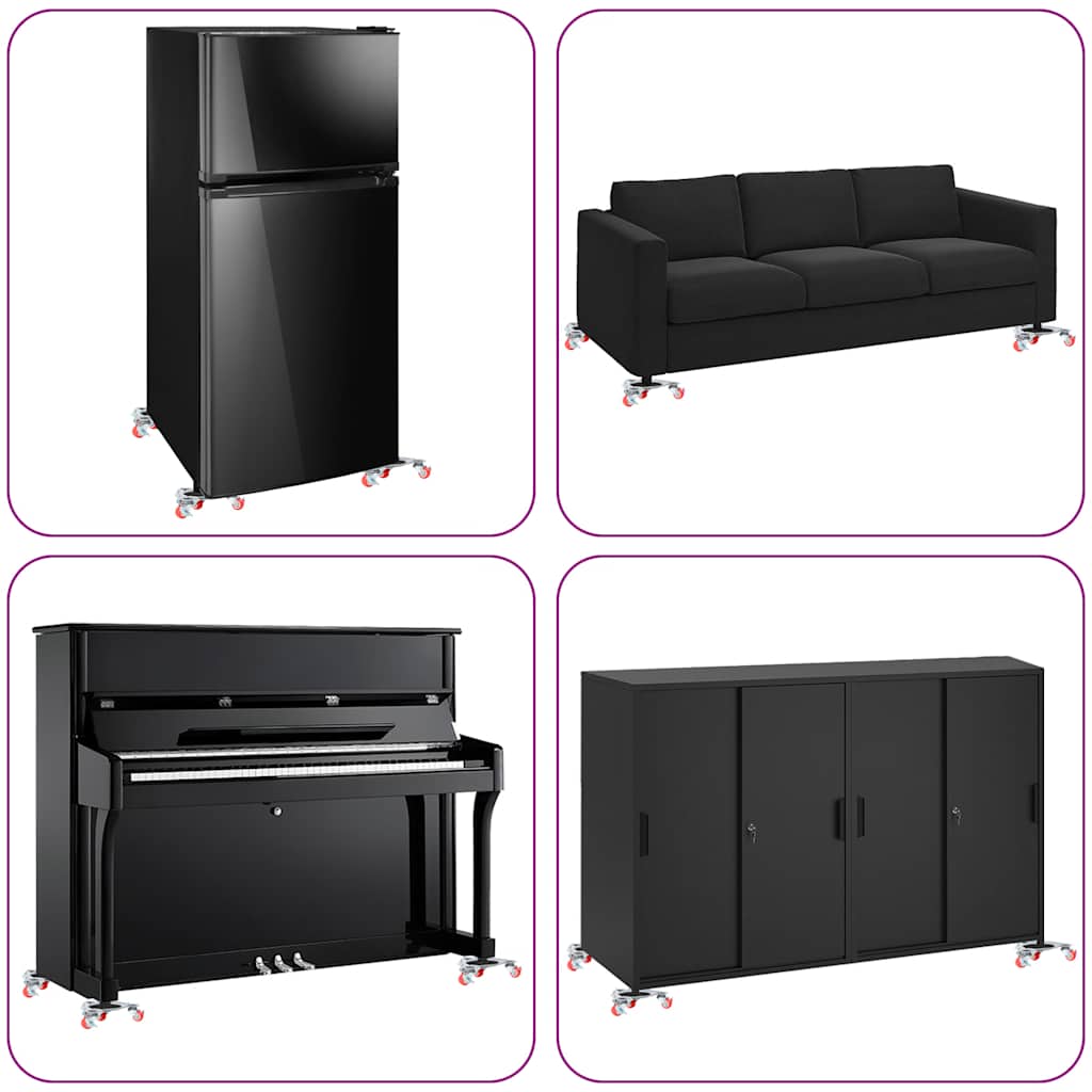 Ruote per mobili 4 pz con sollevatore 14,5x13,5x4 cm Acciaio 400 kg 42002557