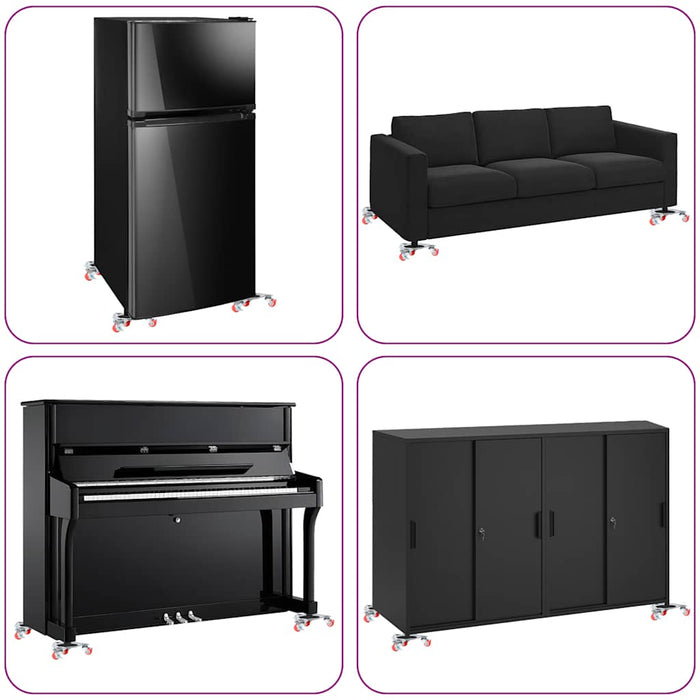 Ruote per mobili 4 pz con sollevatore 14,5x13,5x4 cm Acciaio 400 kg 42002557