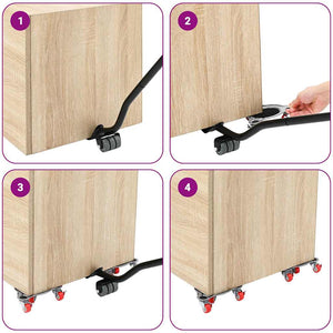 Ruote per mobili 4 pz con sollevatore 14,5x13,5x4 cm Acciaio 400 kg