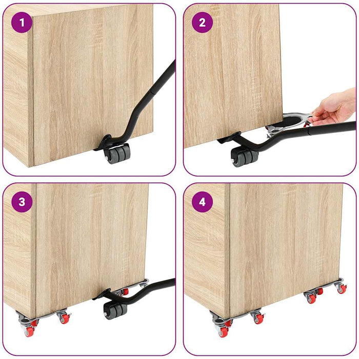 Ruote per mobili 4 pz con sollevatore 14,5x13,5x4 cm Acciaio 400 kg