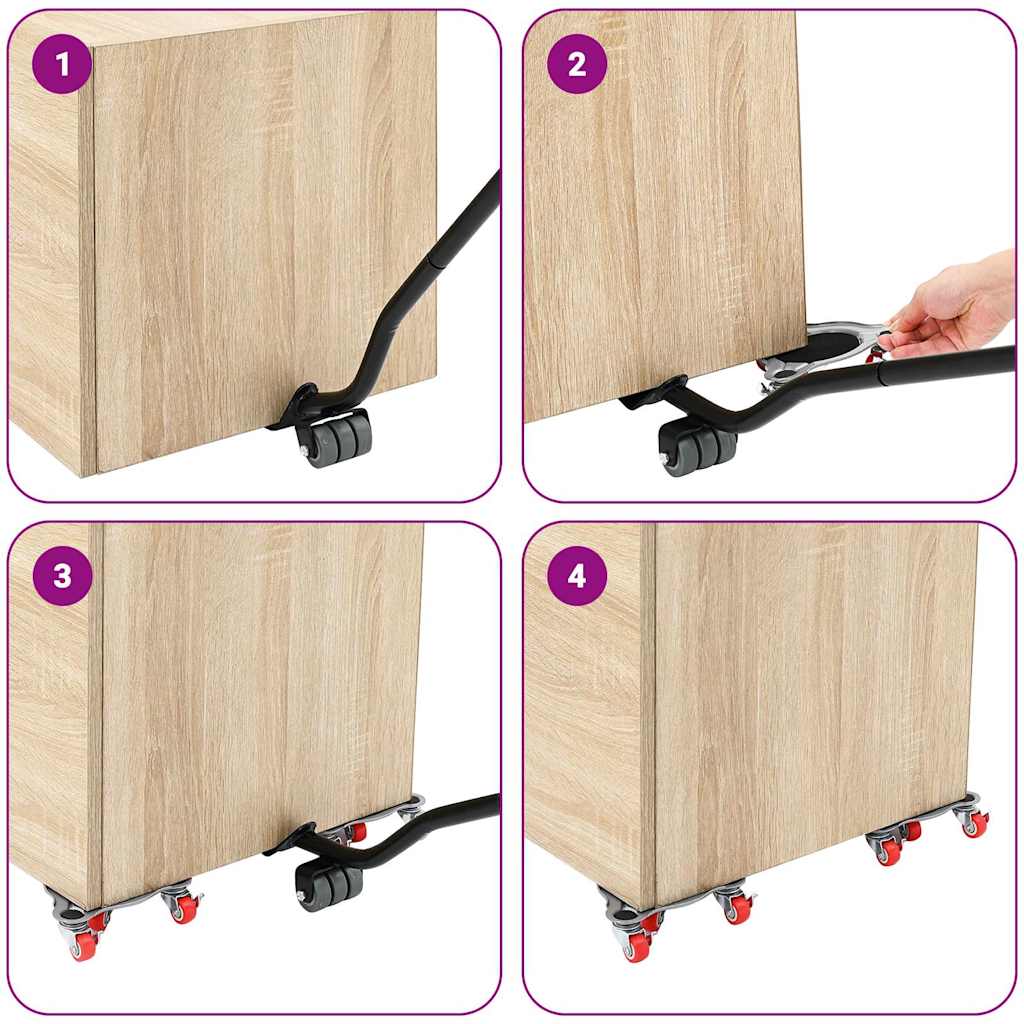 Ruote per mobili 4 pz con sollevatore 14,5x13,5x4 cm Acciaio 400 kg 42002557