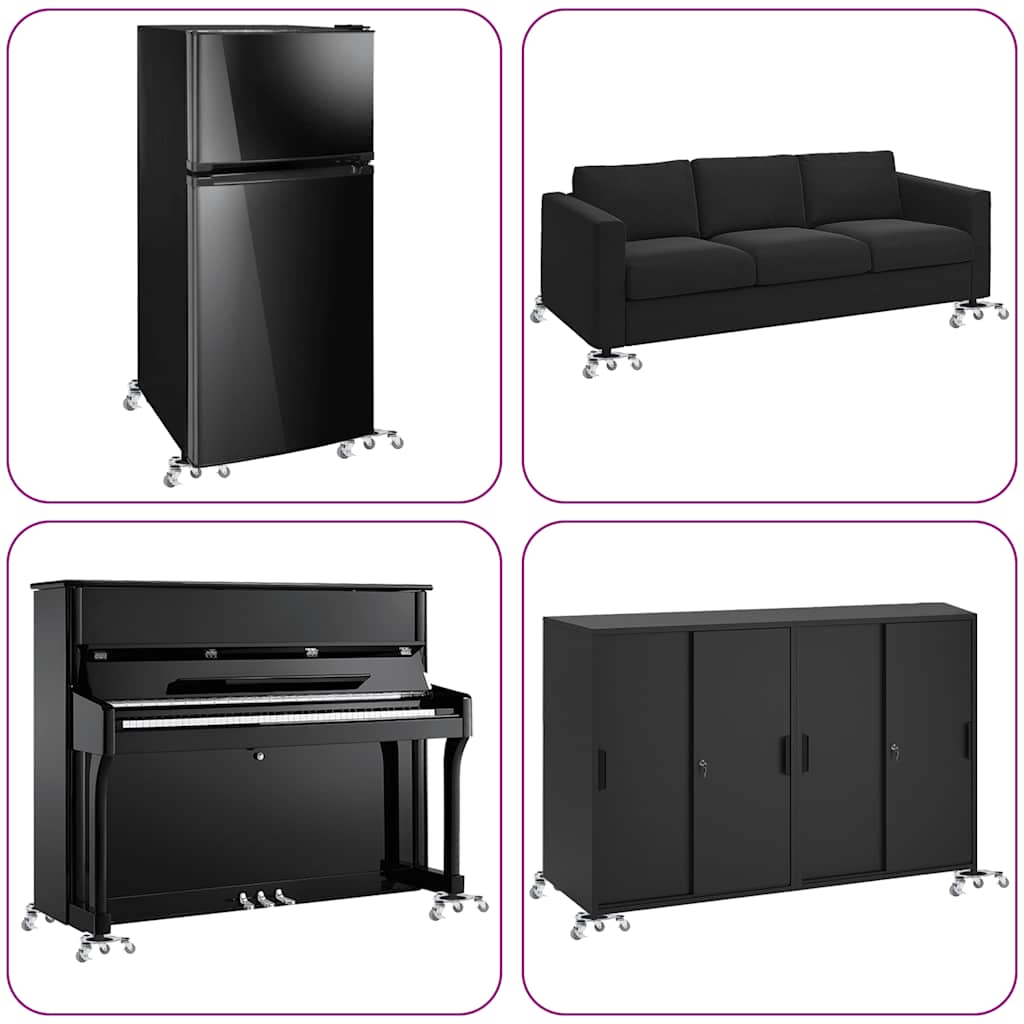 vidaXL Ruote per mobili 4 pz con sollevatore 19x17,5x6 cm Acciaio 1000 kg