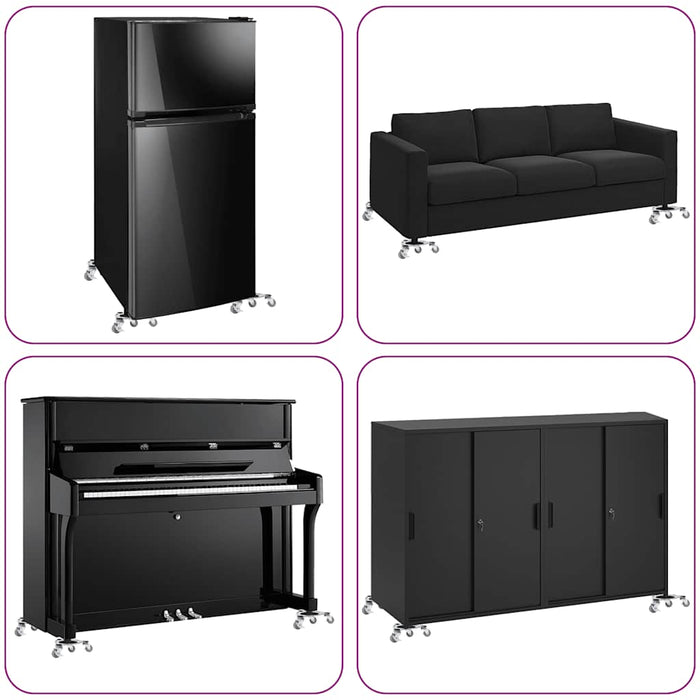 Ruote per mobili 4 pz con sollevatore 19x17,5x6 cm Acciaio 1000 kg 42002558