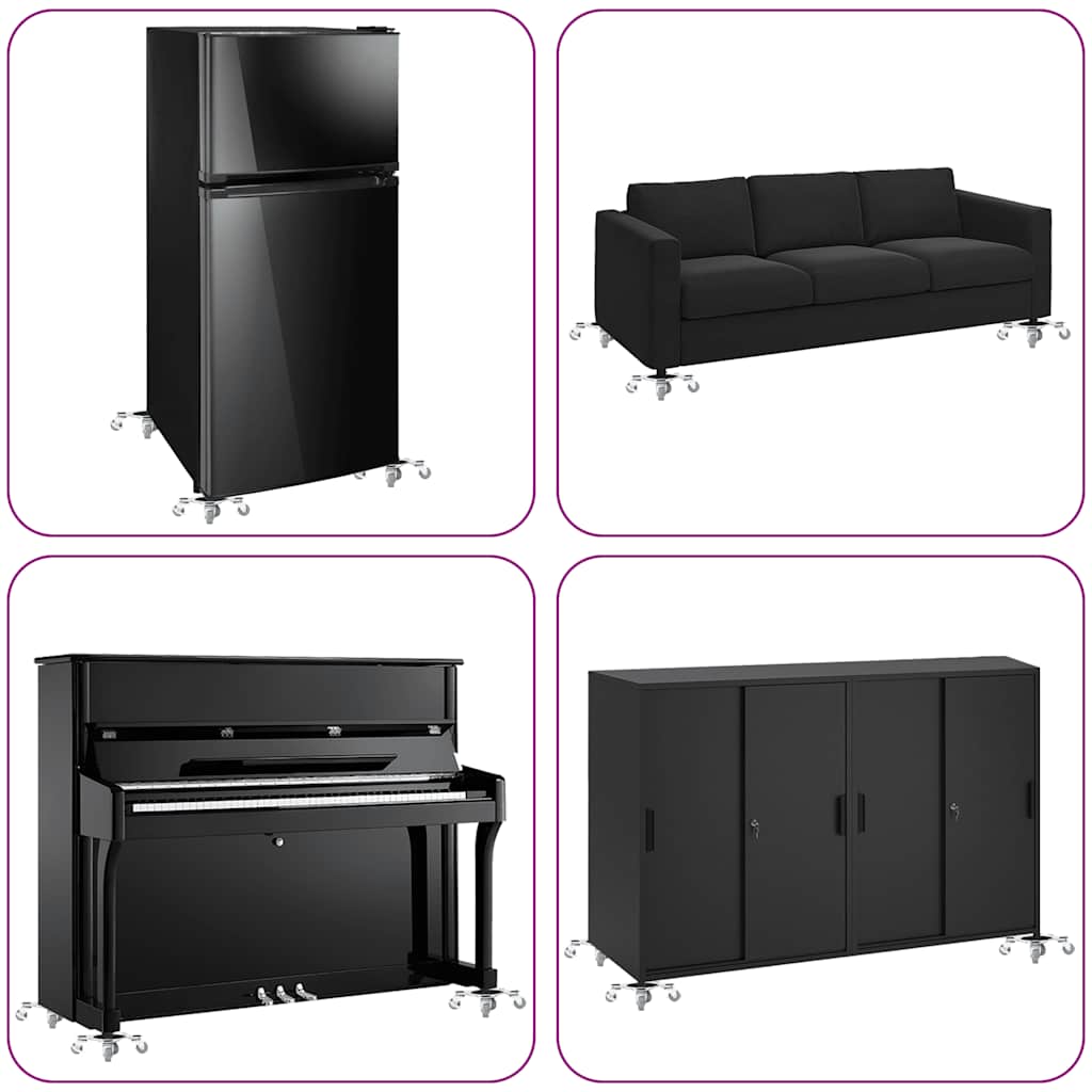 vidaXL Ruote per mobili 4 pz con sollevatore 15,5x15,5x5,5 cm Acciaio 1000 kg