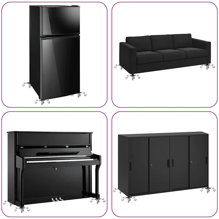 vidaXL Ruote per mobili 4 pz con sollevatore 15,5x15,5x5,5 cm Acciaio 1000 kg
