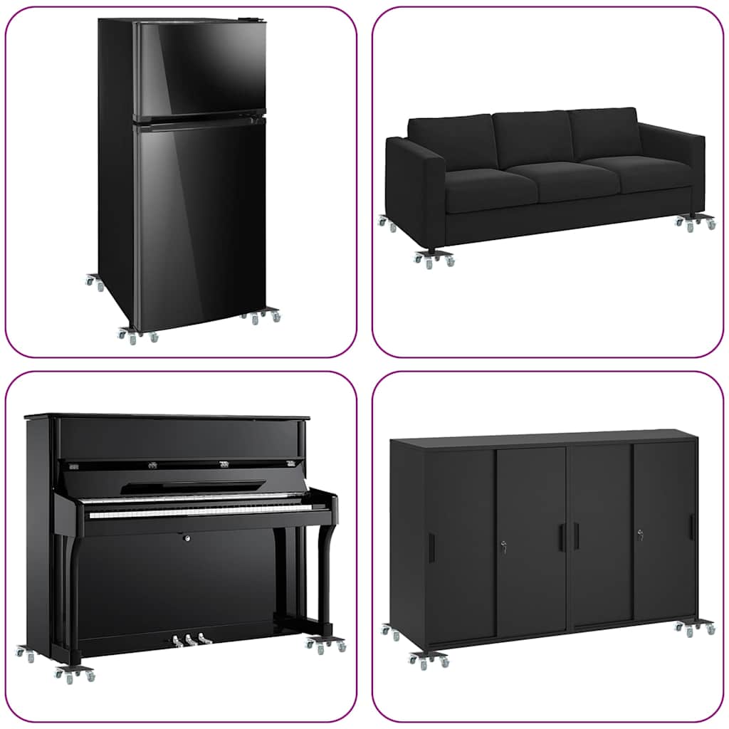 Ruote per mobili 4 pz con sollevatore 13,5x13,5x6 cm Acciaio 1300 kg