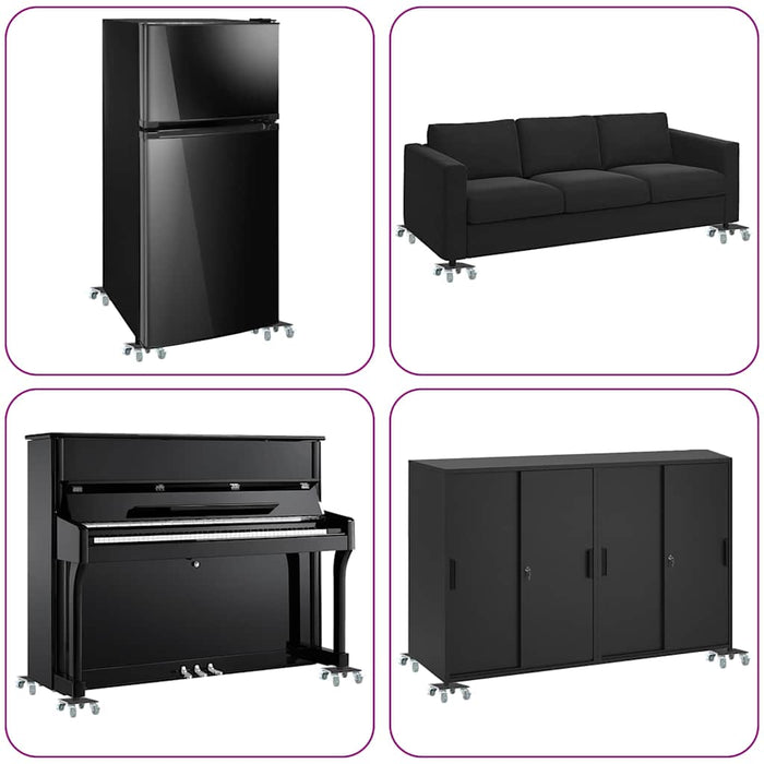 Ruote per mobili 4 pz con sollevatore 13,5x13,5x6 cm Acciaio 1300 kg