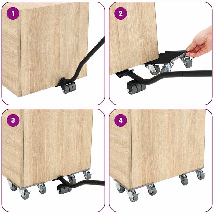 Ruote per mobili 4 pz con sollevatore 13,5x13,5x6 cm Acciaio 1300 kg