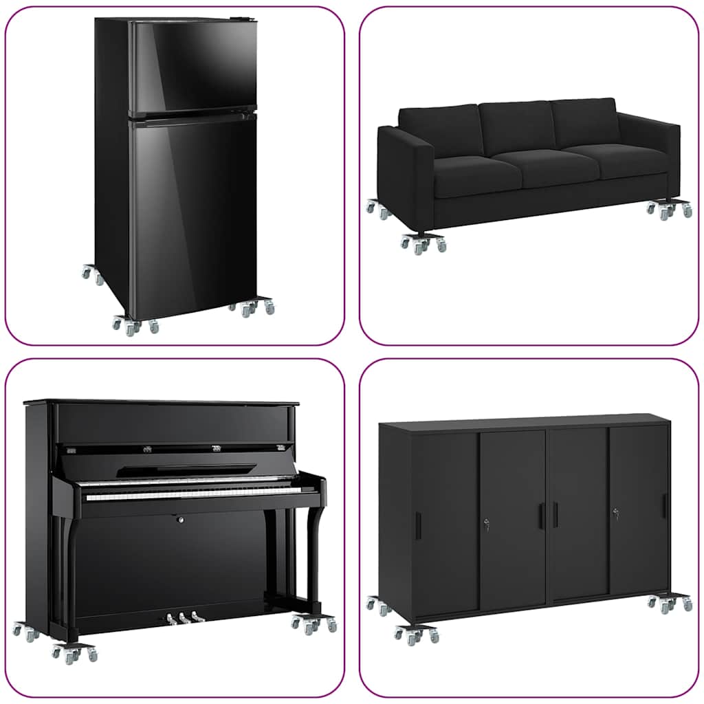 Ruote per mobili 4 pz con sollevatore 17,5x16x7,5 cm Acciaio 1600 kg