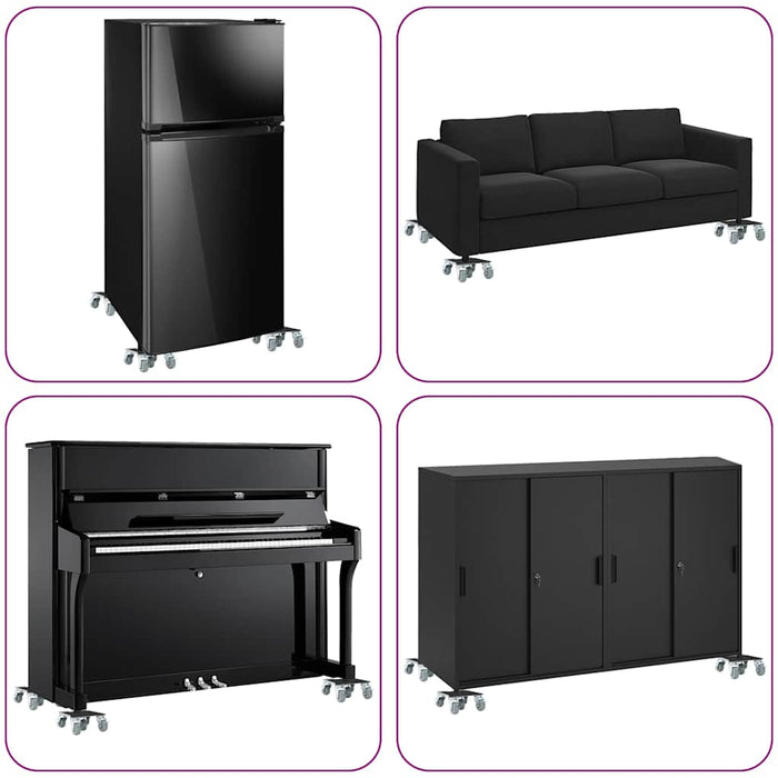 Ruote per mobili 4 pz con sollevatore 17,5x16x7,5 cm Acciaio 1600 kg