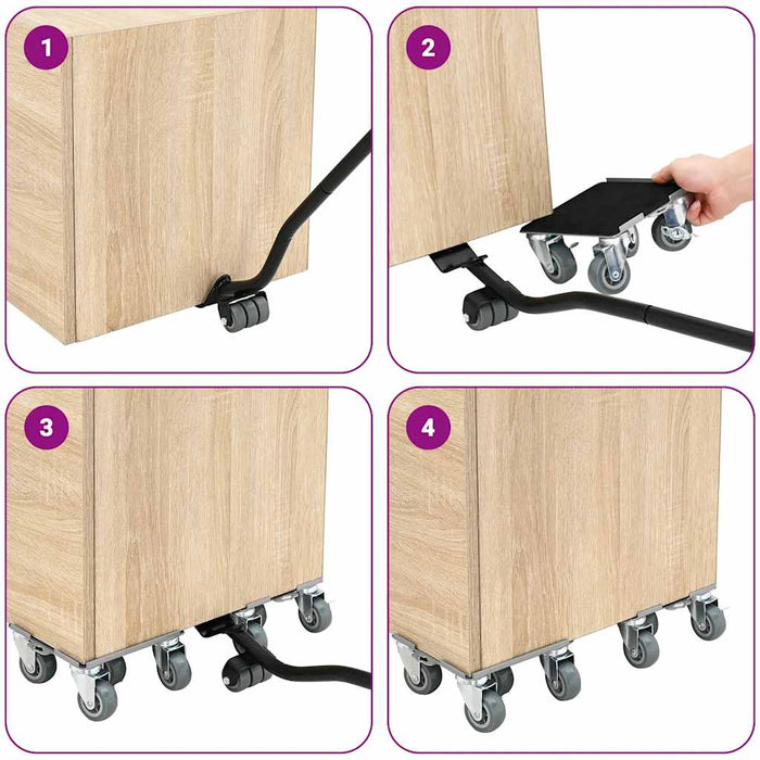 Ruote per mobili 4 pz con sollevatore 17,5x16x7,5 cm Acciaio 1600 kg