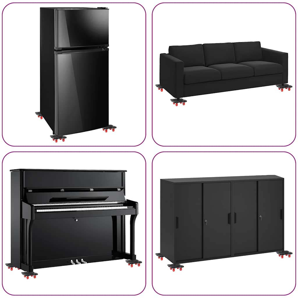 Ruote per mobili 4 pz con sollevatore Nero 13,5x13,5x4,2 cm 300 kg