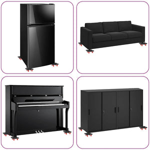 Ruote per mobili 4 pz con sollevatore Nero 13,5x13,5x4,2 cm 300 kg