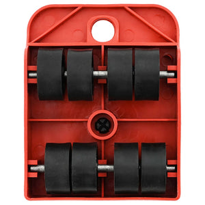 Ruote per mobili 8 pz con sollevatori Rosso 9,8x7,5x3 cm 150 kg 42002563