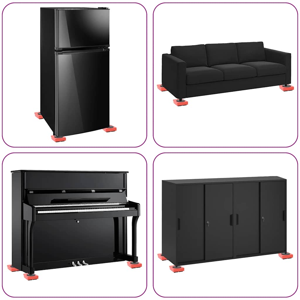 Ruote per mobili 8 pz con sollevatori Rosso 9,8x7,5x3 cm 150 kg 42002563