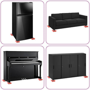 Ruote per mobili 8 pz con sollevatori Rosso 9,8x7,5x3 cm 150 kg