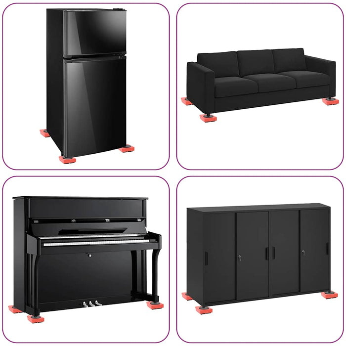 Ruote per mobili 8 pz con sollevatori Rosso 9,8x7,5x3 cm 150 kg