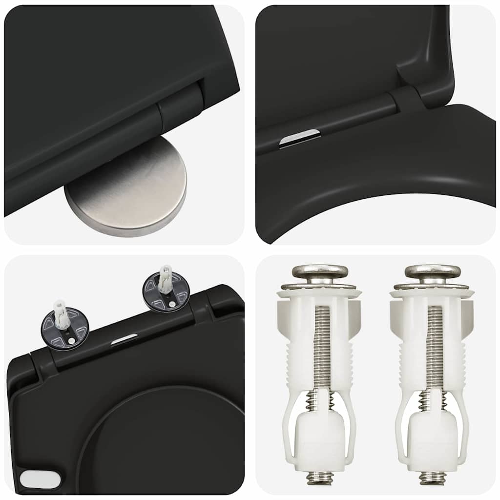 Sedile del WC con rilascio rapido Nero 44.8 x 37.3 x 4.2 cm 42002348