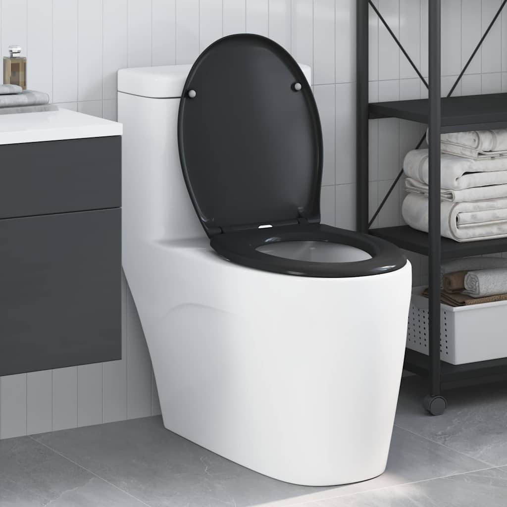 Sedile del WC con rilascio rapido Nero 44.8 x 37.3 x 4.2 cm 42002348