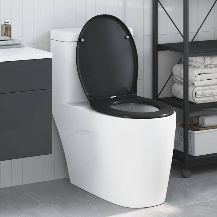 Sedile del WC con rilascio rapido Nero 44.8 x 37.3 x 4.2 cm 42002348