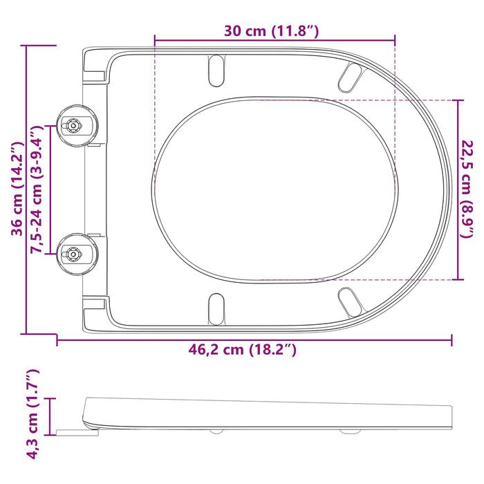 Sedile del WC con rilascio rapido Antracite 46.2 x 36 x 4.3 cm 42002354