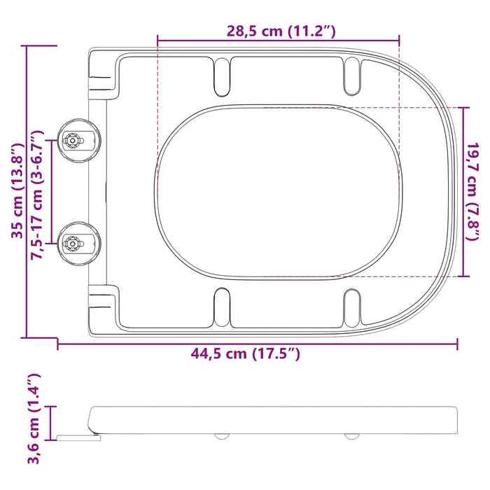 Sedile del WC con rilascio rapido Nero 44.5 x 35 x 3.6 cm 42002360