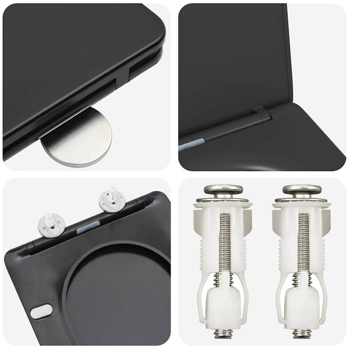 Sedile del WC con rilascio rapido Nero 44 x 36.4 x 3.4 cm 42002368