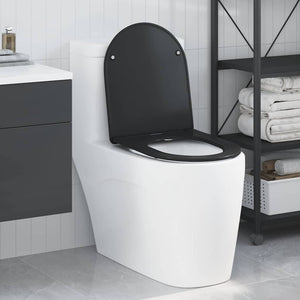 Sedile del WC con rilascio rapido Nero 44 x 36.4 x 3.4 cm 42002368
