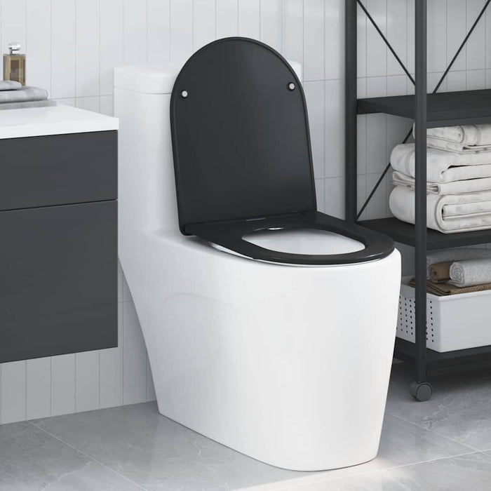 Sedile del WC con rilascio rapido Nero 44 x 36.4 x 3.4 cm 42002368